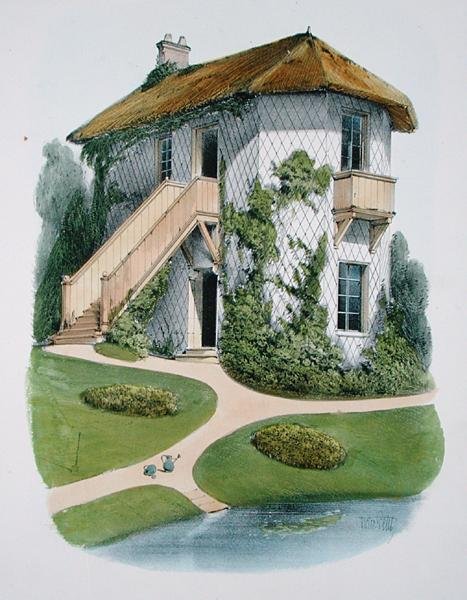 园丁的小屋，摘自 "Habitations Champetres"，约1885年出版（铬酸盐）。 作者 维克多·让·巴蒂斯特·珀蒂（Victor Jean Baptiste Petit）