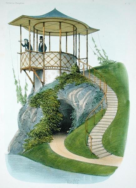 鲁昂附近的乡村美景，来自 "Habitations Champetres"，大约在1855年出版（铬酸盐）。 作者 维克多·让·巴蒂斯特·珀蒂（Victor Jean Baptiste Petit）