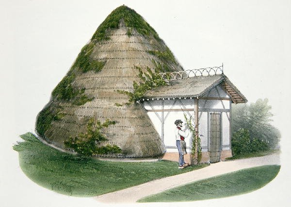 库尔贝顿的冰屋，插图来自巴黎出版的 "Habitations Champetres"，约1895年（铬酸盐）。 作者 Victor Jean-Baptiste (after) Petit
