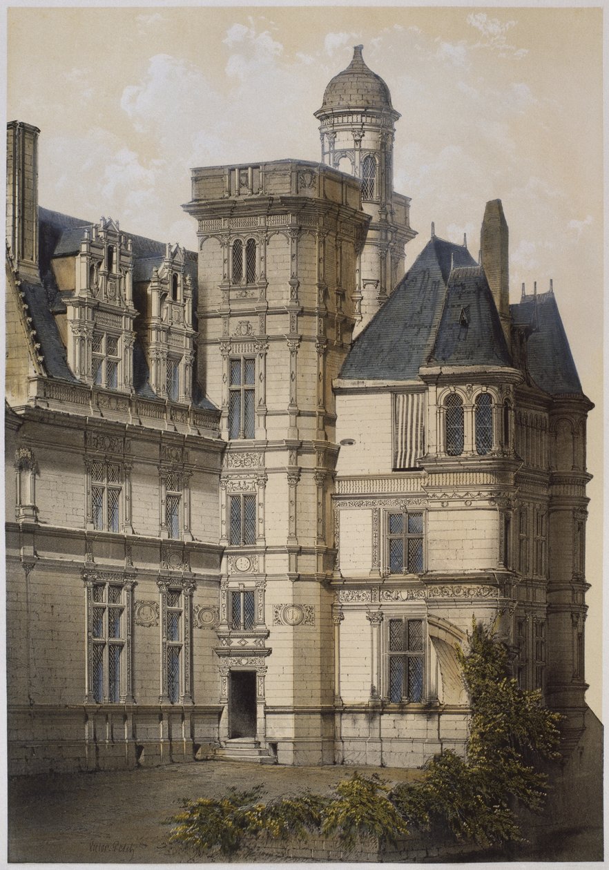 Anjou酒店，昂热，来自巴黎卢瓦尔河谷城堡的插图，出版于1861年的Ch.Boivin 作者 维克多·让·巴蒂斯特·珀蒂（Victor Jean Baptiste Petit）