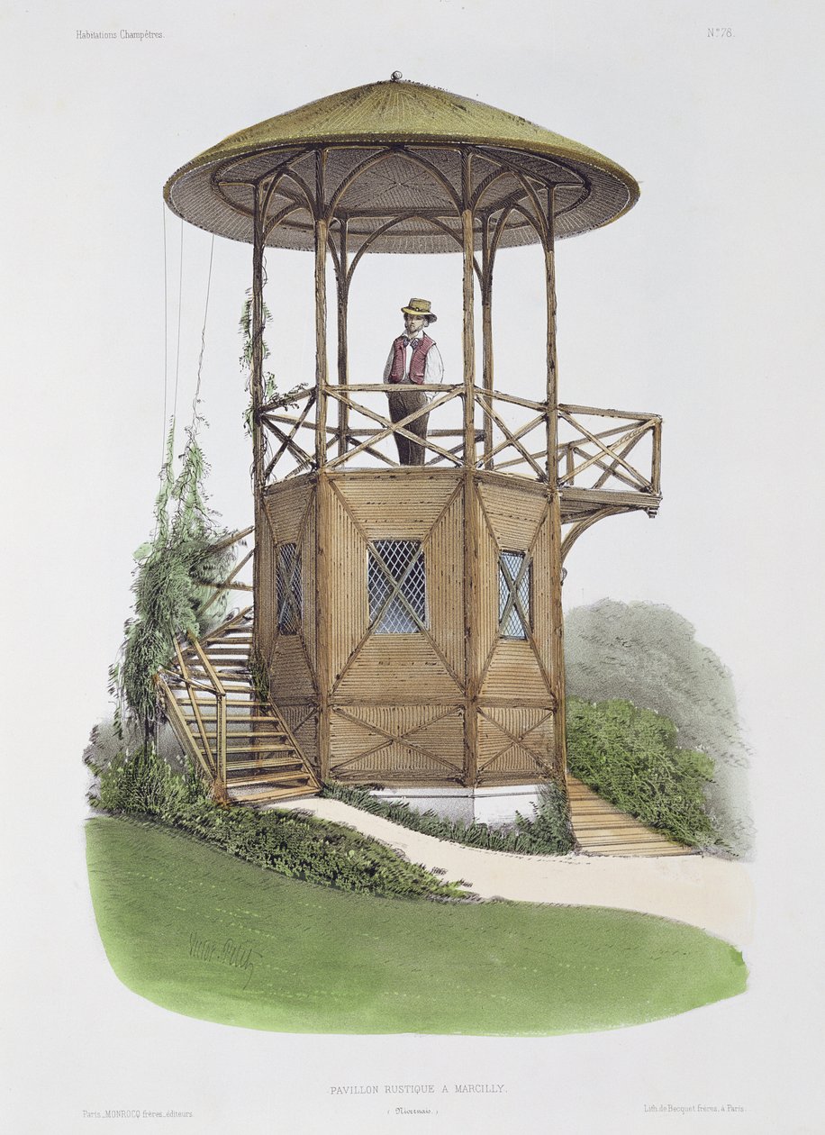 Marcilly的乡村展馆，来自&39;Habitations Champetres&39;，由Beaquet Freres雕刻，c.1855 作者 维克多·让·巴蒂斯特·珀蒂（Victor Jean Baptiste Petit）