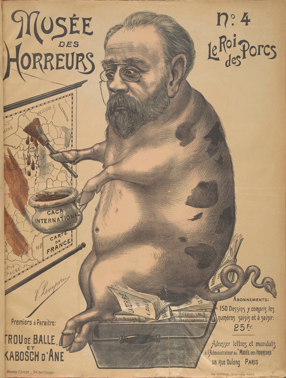 恐怖博物馆 恐怖画廊：埃米尔-左拉，1899年。 作者 维克多·列内普