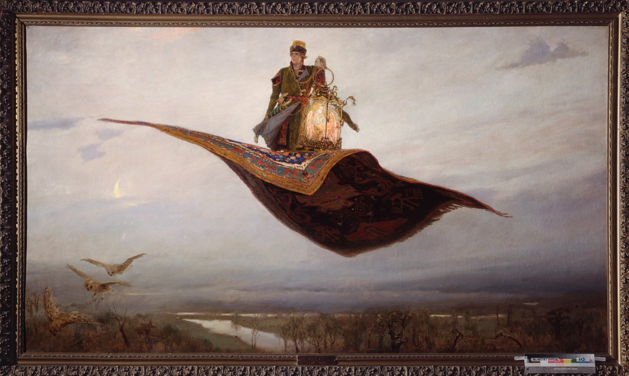 乘坐飞毯 - 维克多-米哈伊洛维奇-瓦斯涅佐夫（1848-1926 年）的油画，布面油画 作者 维克多。