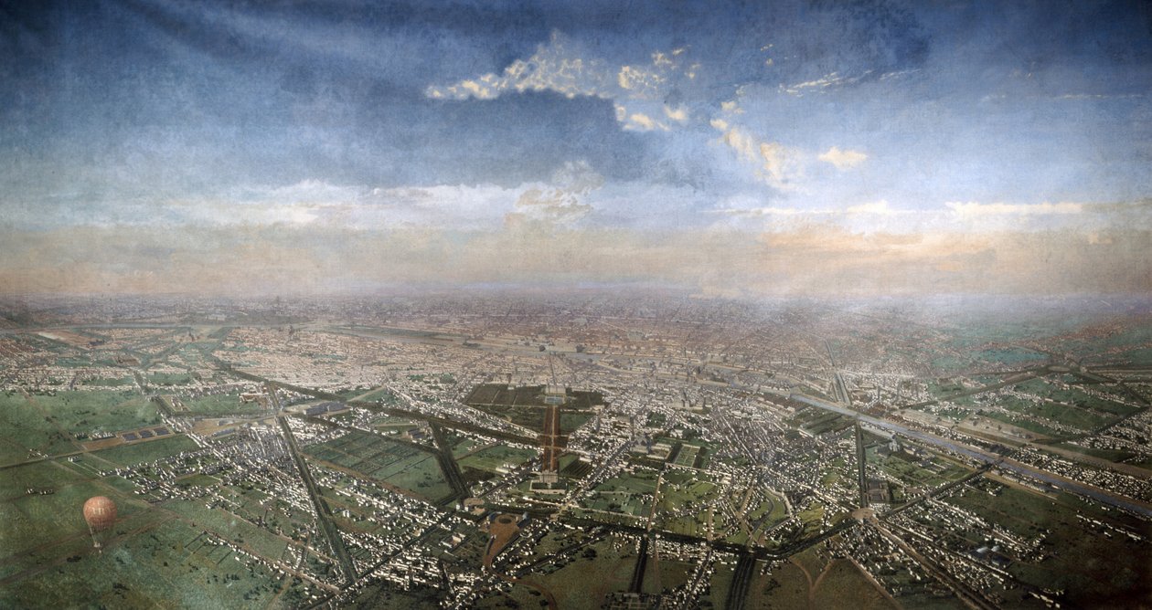 1855年从热气球看巴黎的全景 作者 维克多·纳弗莱特