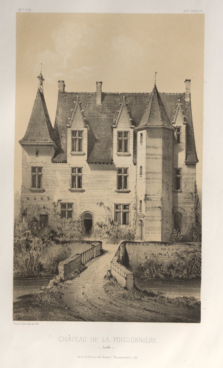 第十五、十六和十七世纪风景如画的建筑或古迹。Et XVIeme.Siecles：十五和十六世纪的法国城堡：Pl.57，Château De La Poissonnière（萨尔特）。 作者 维克多·佩蒂特
