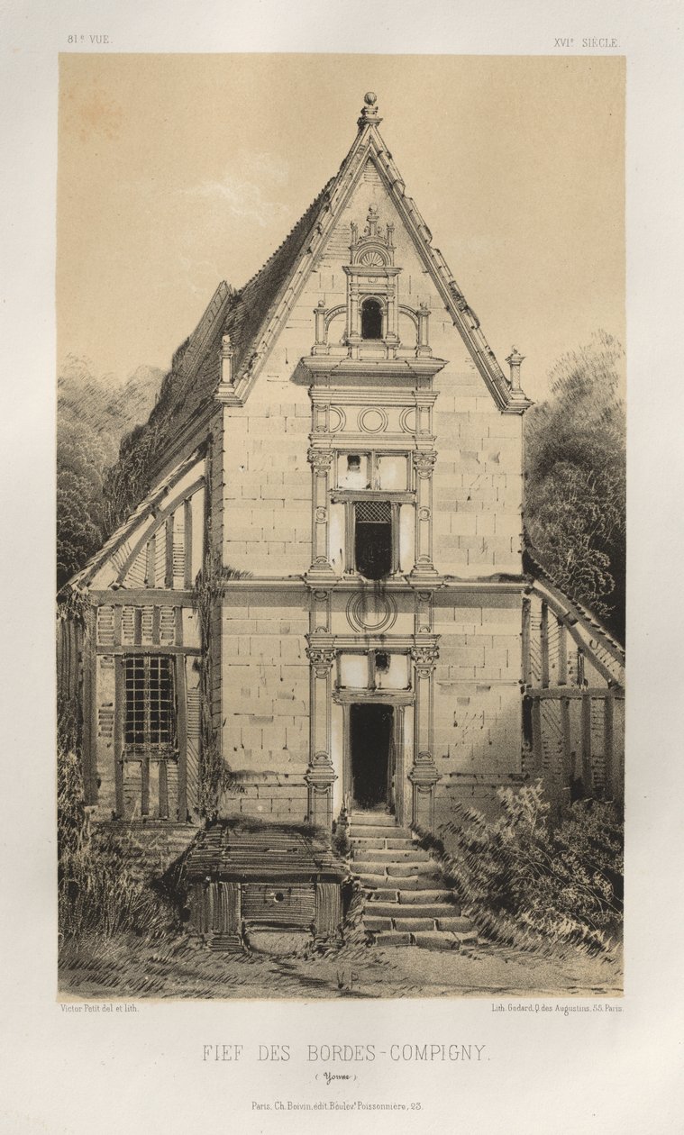 第十五、十六和十七世纪风景如画的建筑或古迹。Et XVIeme.Siecles：十五和十六世纪的法国城堡：Pl.81, FIEf Des Bordes-Compigny（约讷省） 作者 维克多·佩蒂特