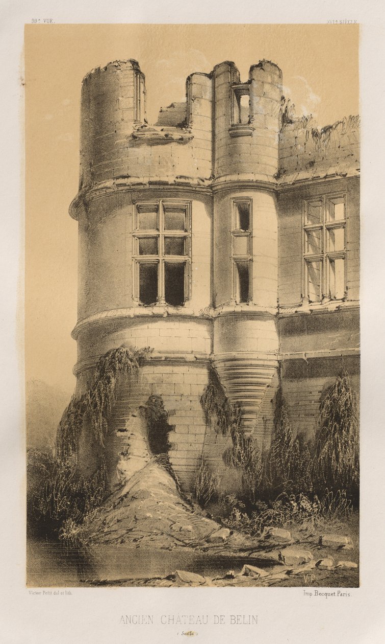 第十五、十六和十七世纪风景如画的建筑或古迹。Et XVIeme.Siecles：十五世纪和十六世纪的法国城堡：图 99，贝林古堡（萨特省） 作者 维克多·佩蒂特