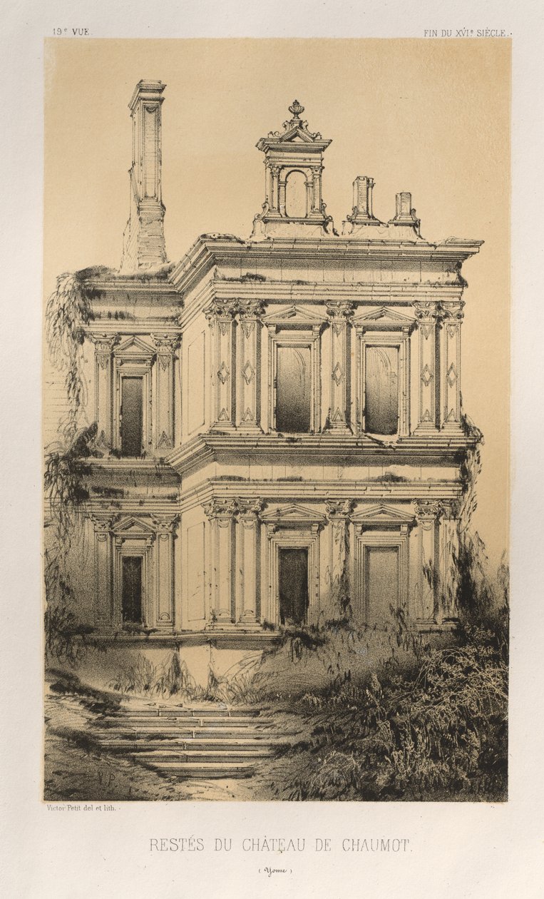 Architecture Pittoresque ou Monuments des xveme.Et xvieme.第十五和第十六世纪的法国城堡: Pl. 19, Restes Du Chateau De Chaumot (Yonne) 作者 维克多·佩蒂特