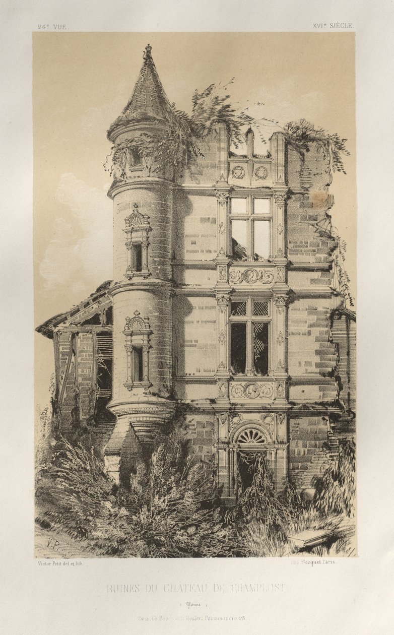 …… 24，鲁内斯·杜·尚普洛斯特·约纳城堡（Ruines Du Chateau De Champlost Yonne），1860年出版。 作者 维克多·佩蒂特