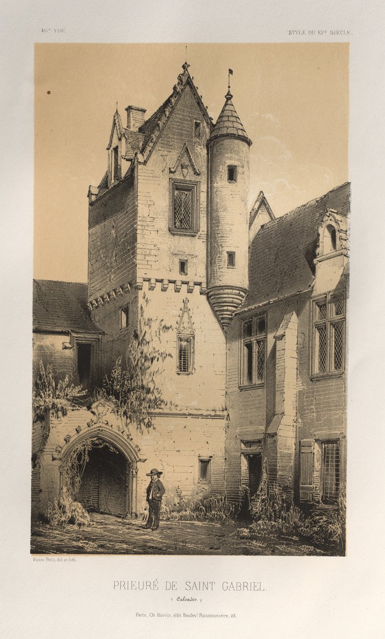 …… 46，圣加布里埃尔·卡尔瓦多斯修道院（Priory of Saint Gabriel Calvados），1860年。 作者 维克多·佩蒂特
