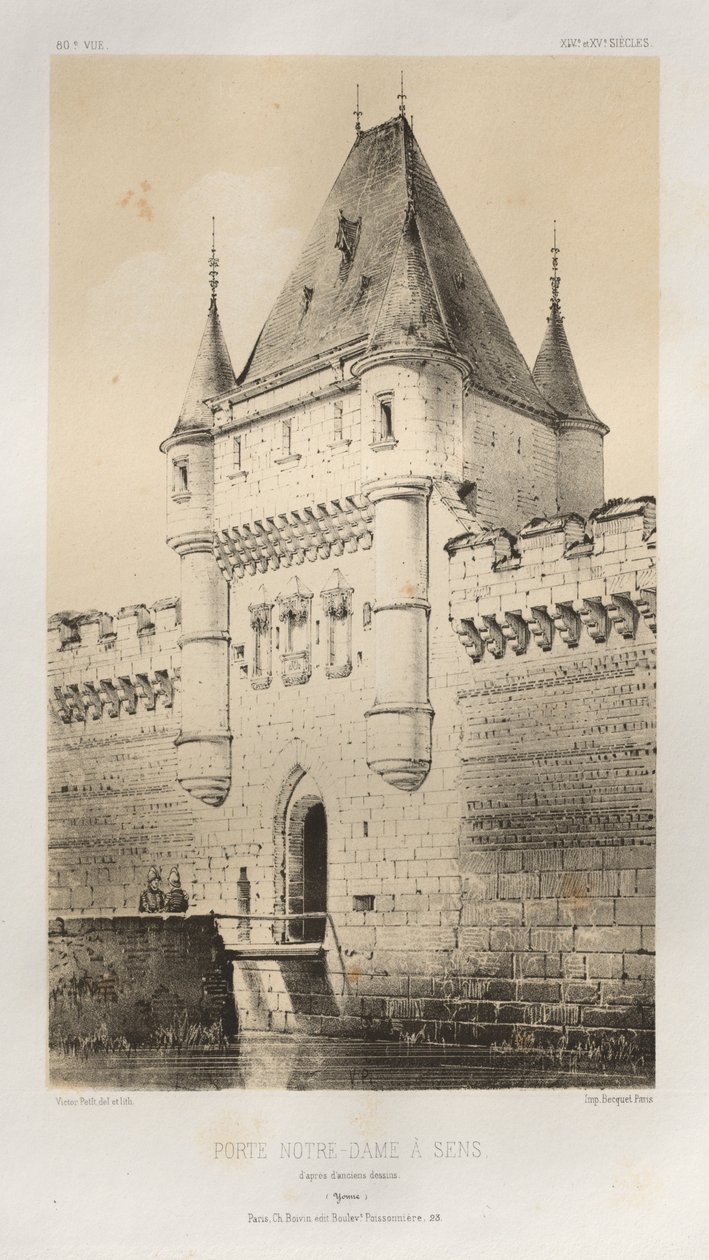 ... PL。 80，圣母院门（Porte Notre-DameàSens），来自旧约讷（Yonne）的素描，1860年。 作者 维克多·佩蒂特