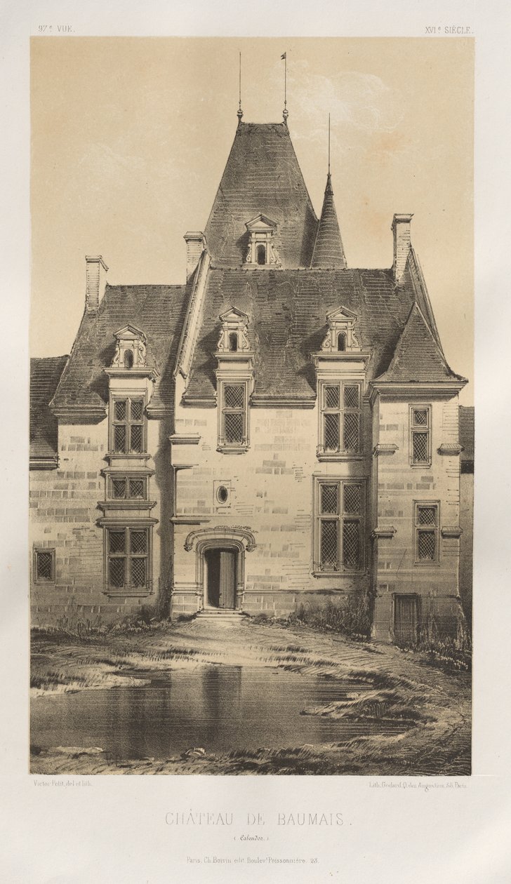 ... PL。 97，鲍迈斯城堡（Châteaude Baumais Calvados），1860年。 作者 维克多·佩蒂特