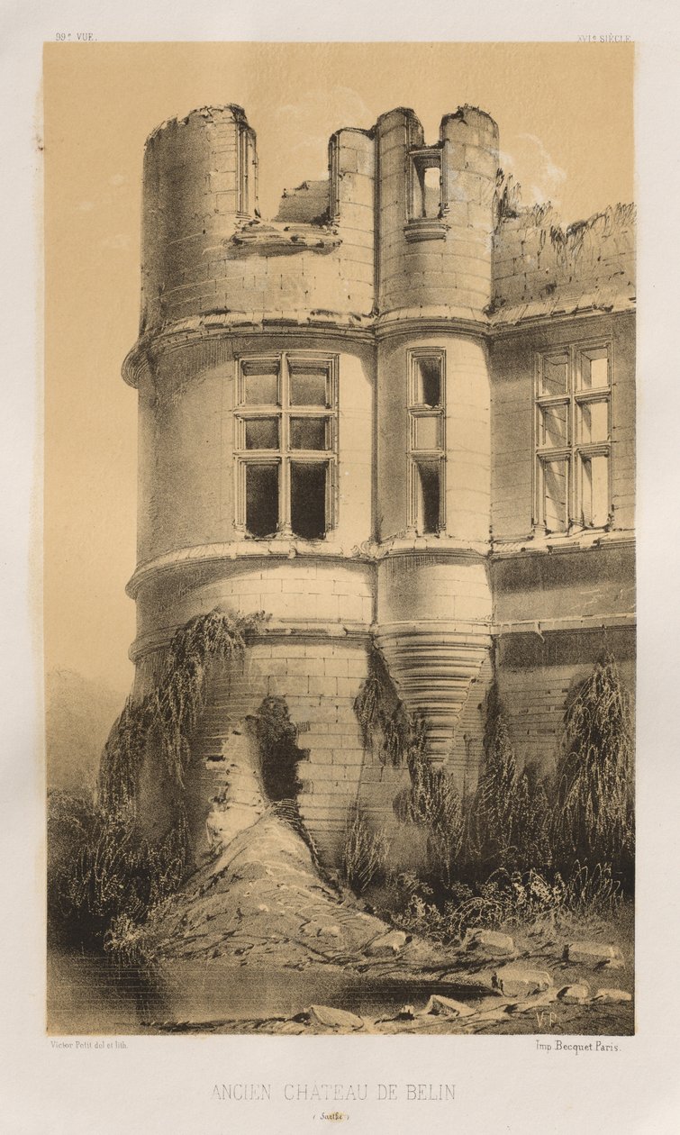... PL。 99，贝林·萨特（Belin Sarthe）的前城堡，1860年。 作者 维克多·佩蒂特