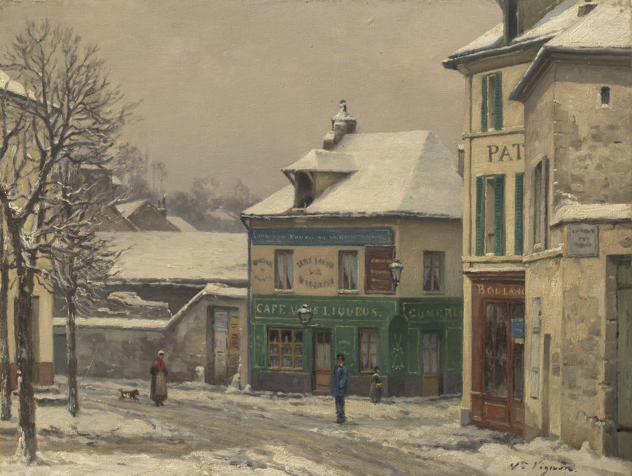郊区的降雪影响，c.1875-85 作者 维克多·维尼翁（Victor Vignon）