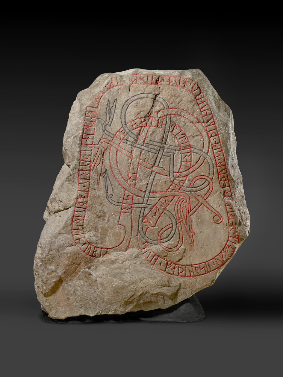 与红色题字的诗歌石头，c.787-1100 作者 维京人