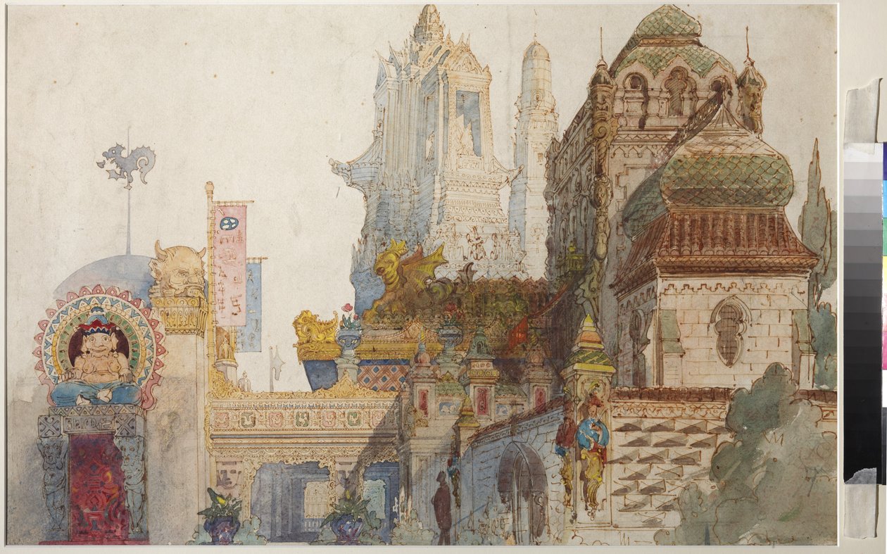 Mikhail Glinka的歌剧Ruslan和Lyudmila的舞台设计（wc＆gouache on paper） 作者 维克多·亚历山德罗维奇·加特曼