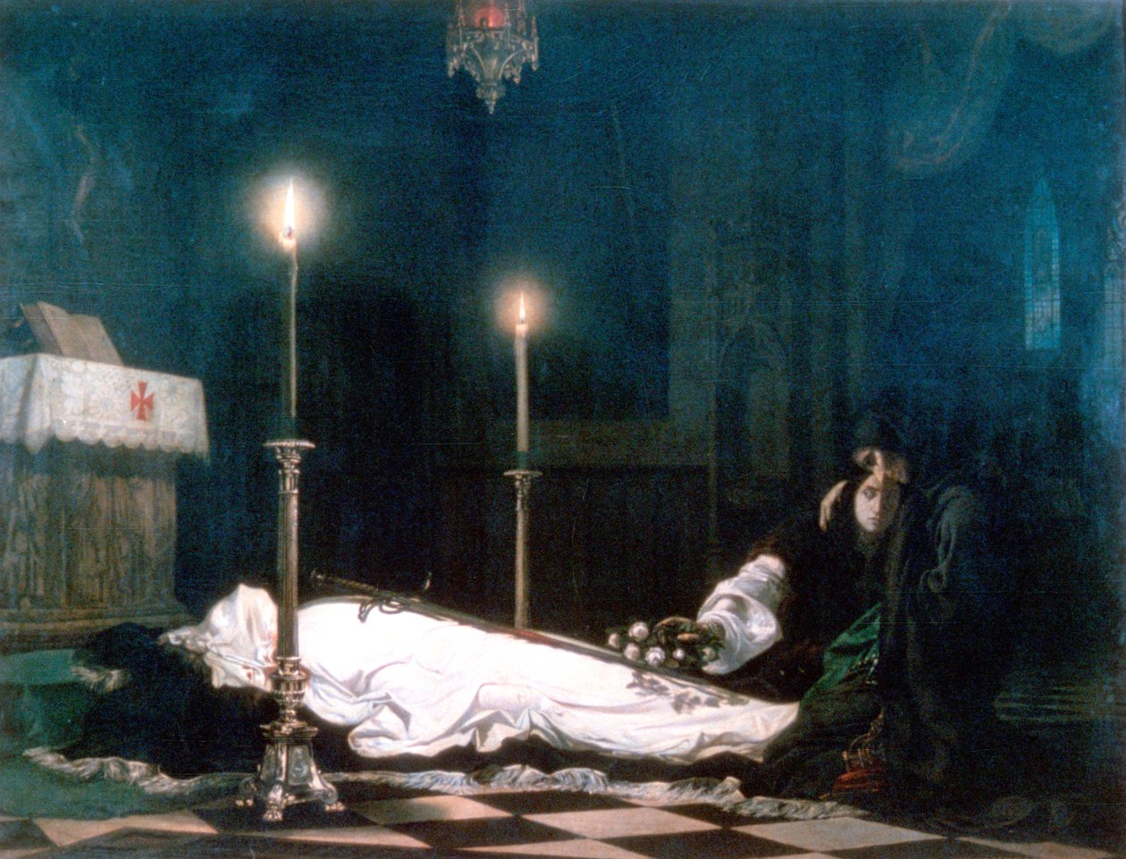 Laszlo Hunyadi在Bier上，1859年 作者 维克多·玛达拉斯（ViktorMadarász）