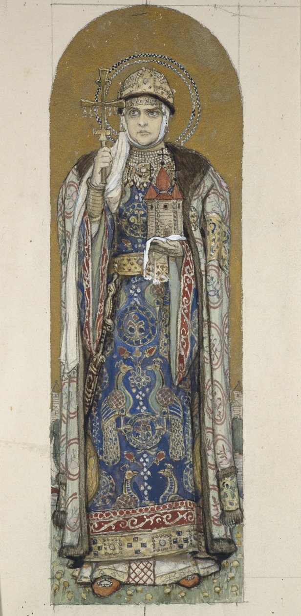 圣奥尔加，基辅公主1884-1889年在基辅圣弗拉基米尔大教堂的壁画研究 作者 维克托·米哈伊洛维奇·瓦斯涅佐夫