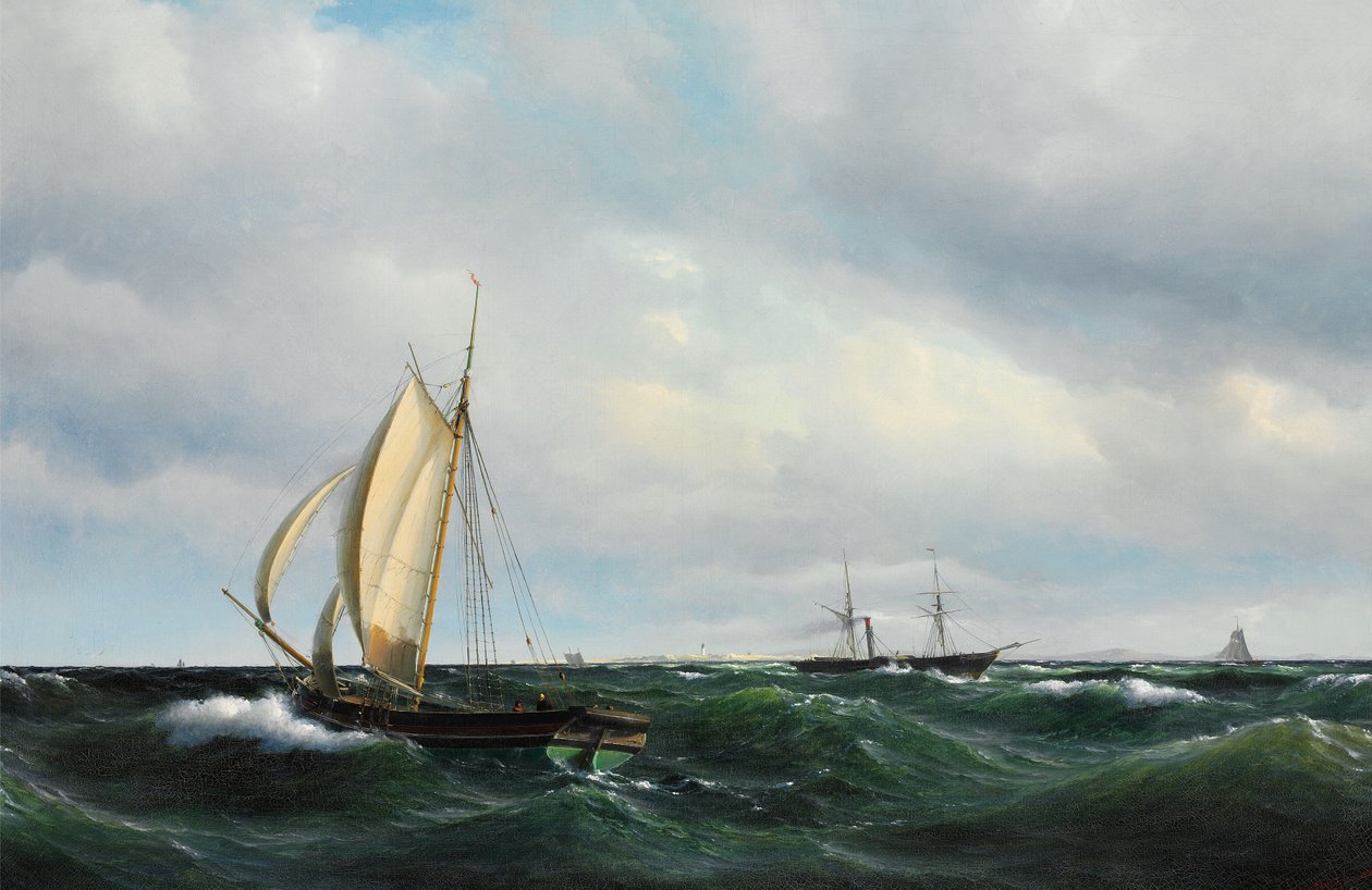 Vilhelm Melbye  -  Skagerak的暴风雨下午 作者 维尔赫姆·梅尔比（Vilhelm Melbye）
