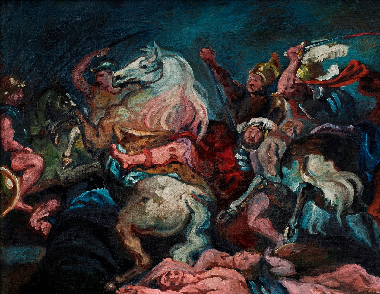 德西乌斯-穆斯之死，约 1920 年（布面油画） 作者 威廉·伦德斯特罗姆
