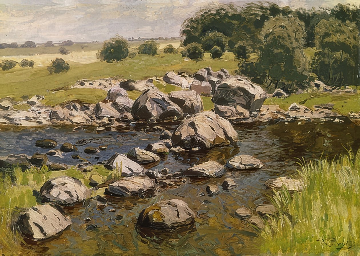 与石头的风景。约于1910年 作者 病毒性荨麻疹