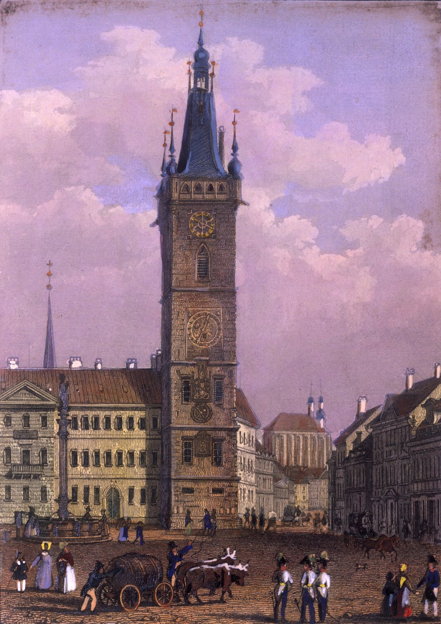 1847年布拉格新市政厅（彩钢雕刻） 作者 文森克·莫斯塔特（Vincenc Morstadt）