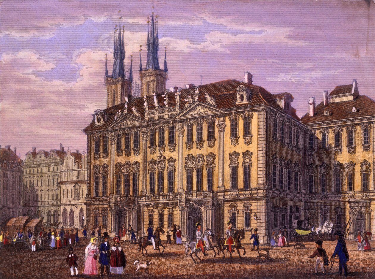 Goltz-Kinsky（Kinský）宫，布拉格，1847年（彩钢雕刻） 作者 Vincenc和Geissler，F。Morstadt