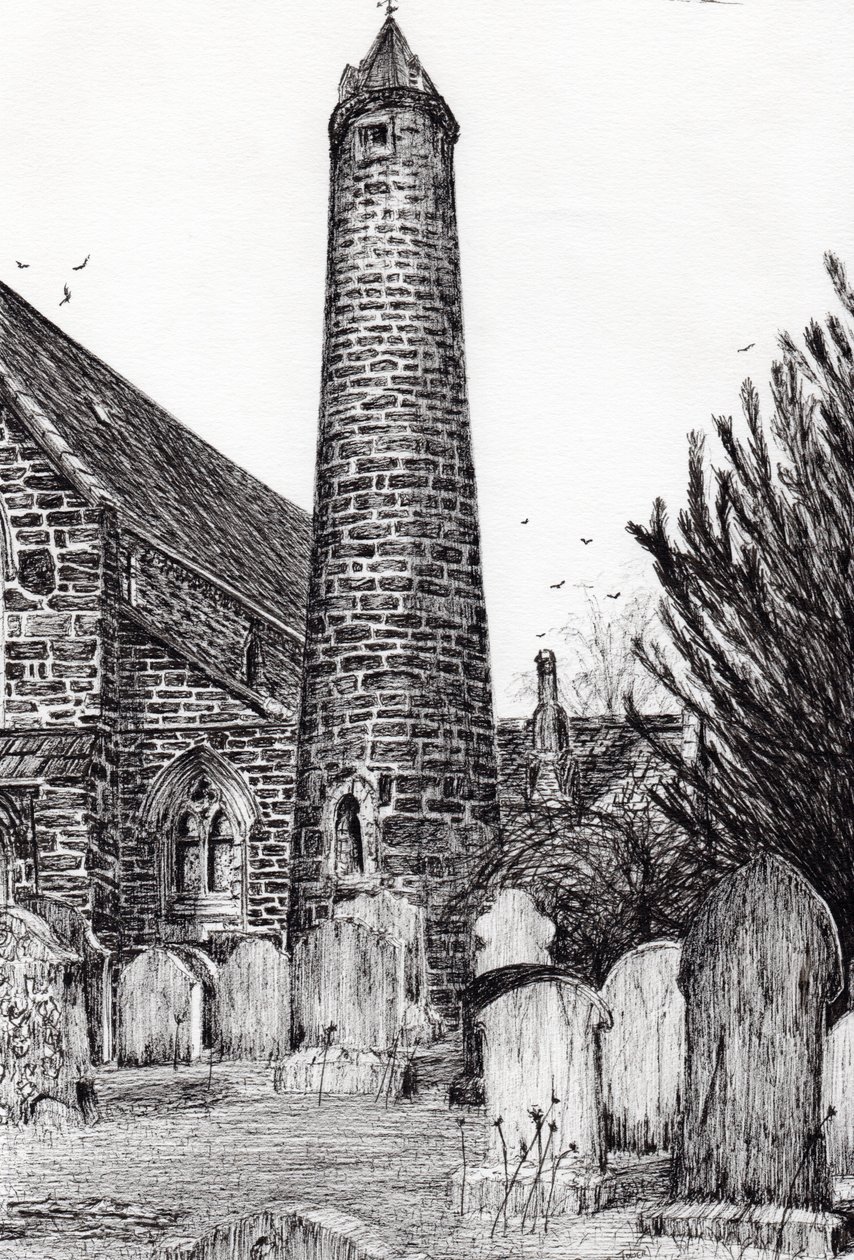 2007年苏格兰Brechin Round Tower，（纸上墨水） 作者 文森特·亚历山大·布斯