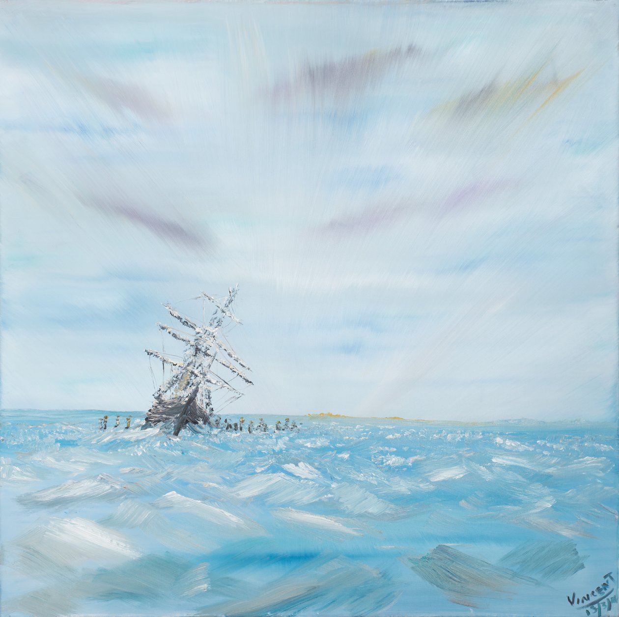 2014年南极冰灾困扰的耐力，（油画） 作者 文森特·亚历山大·布斯