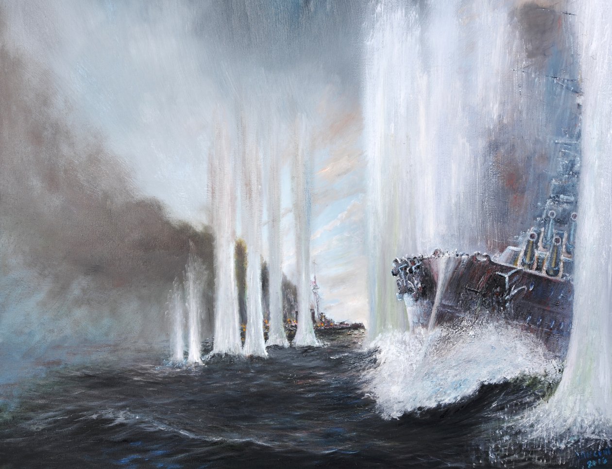 HMSWarspite在1968年5月31日，2018年在Jutland圈出HMS战士， 作者 文森特·亚历山大·布斯