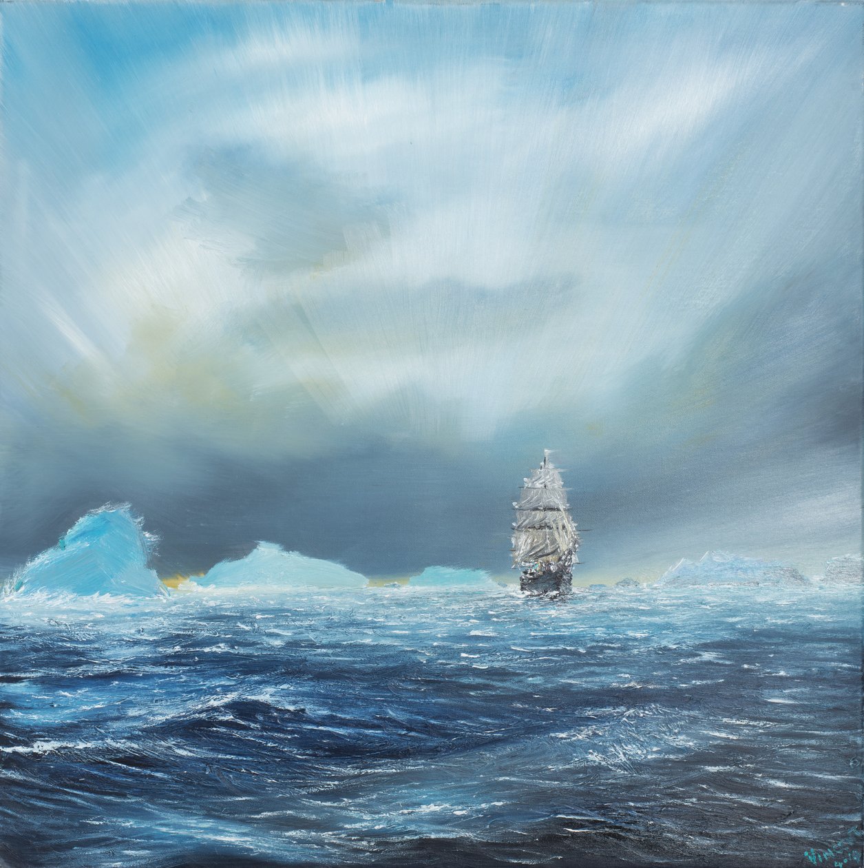 Ice Dominion，Terra Nova传递Ice Burgs，2014，（油画） 作者 文森特·亚历山大·布斯