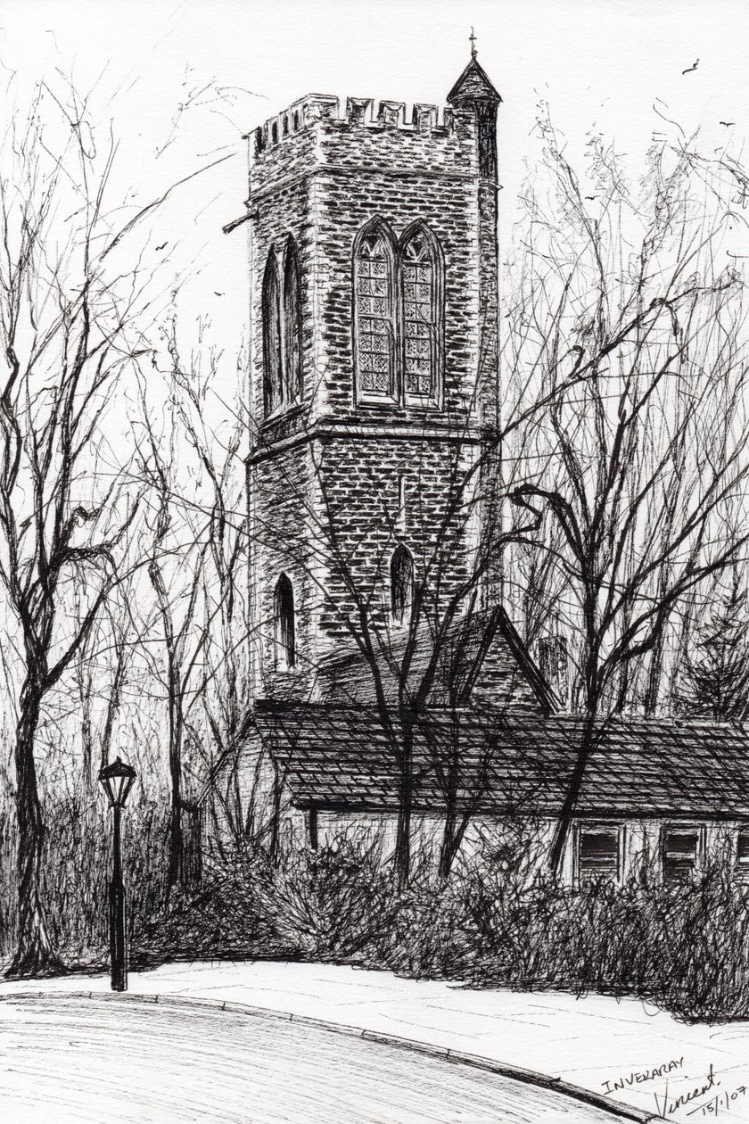 Inveraray Scotland，2007，（纸上墨水） 作者 文森特·亚历山大·布斯