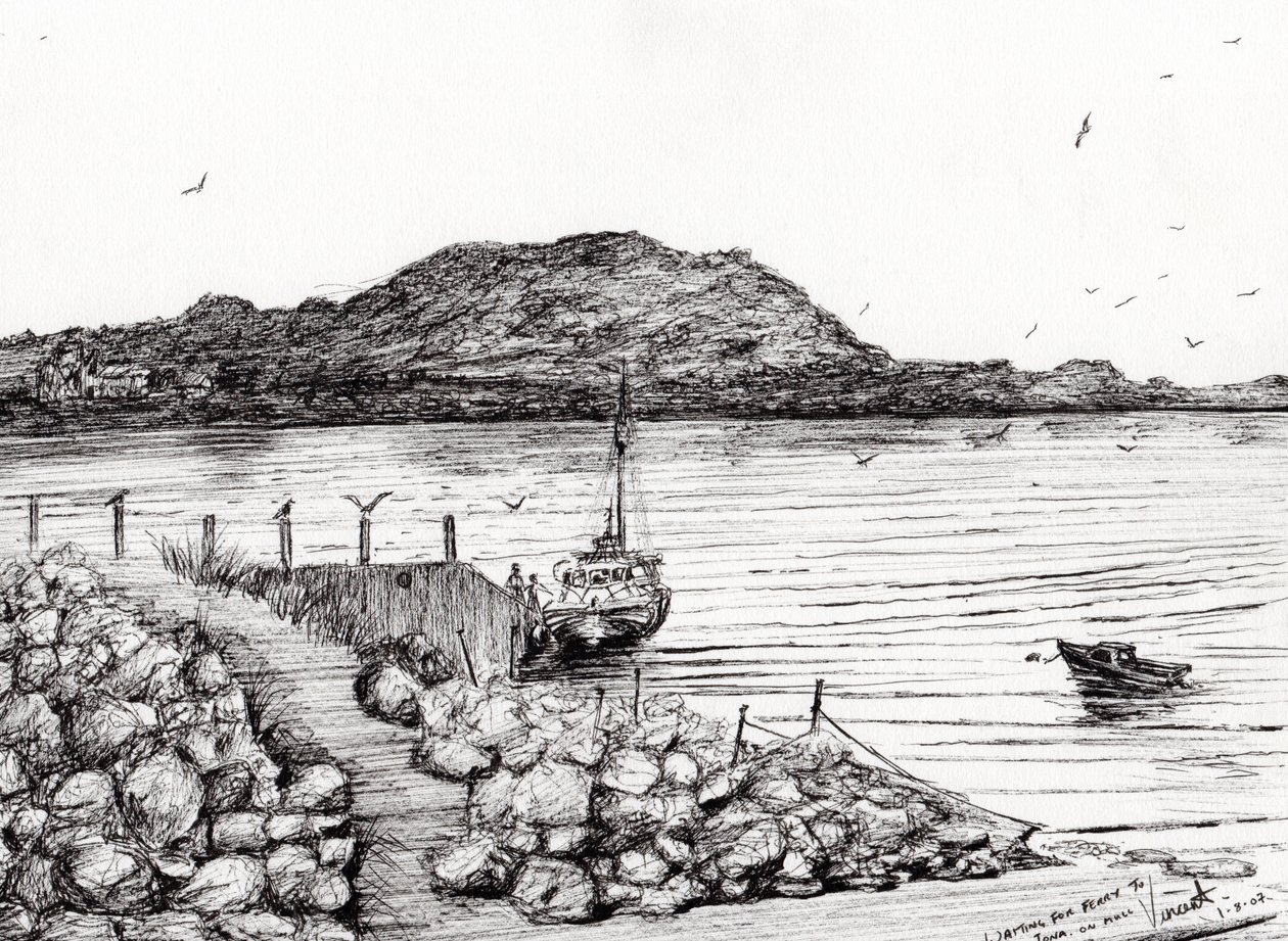 Iona来自Mull Scotland，2007，（纸上墨水） 作者 文森特·亚历山大·布斯