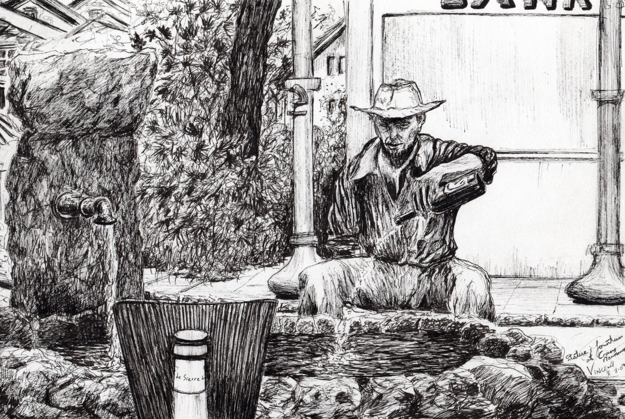 雕像喷泉Crans-Montana瑞士，2009年，（纸上墨水） 作者 文森特·亚历山大·布斯