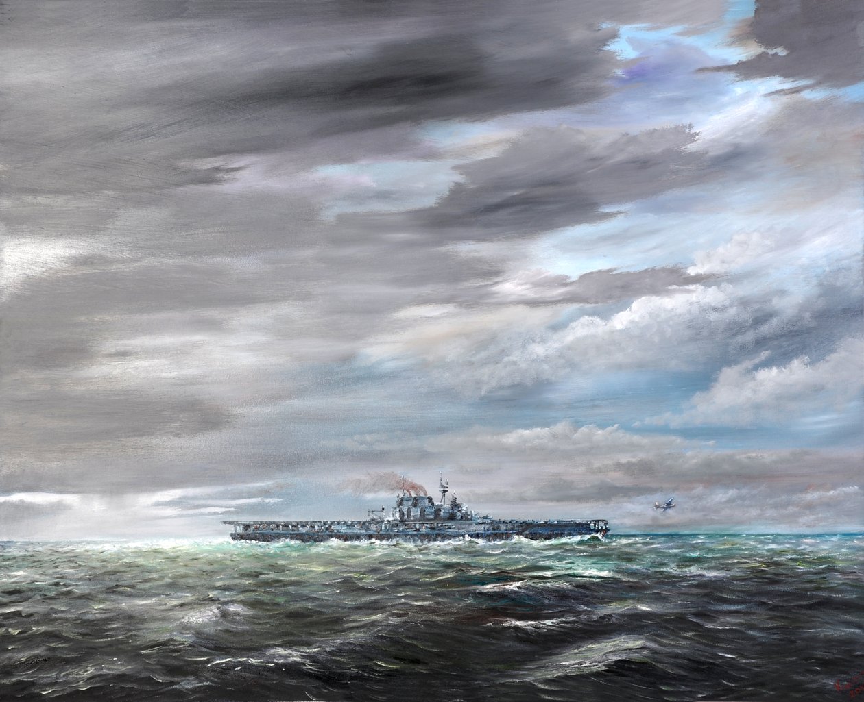 最后的B25-B于1942年4月18日飞离大黄蜂号航空母舰，2019年， 作者 文森特·亚历山大·布斯
