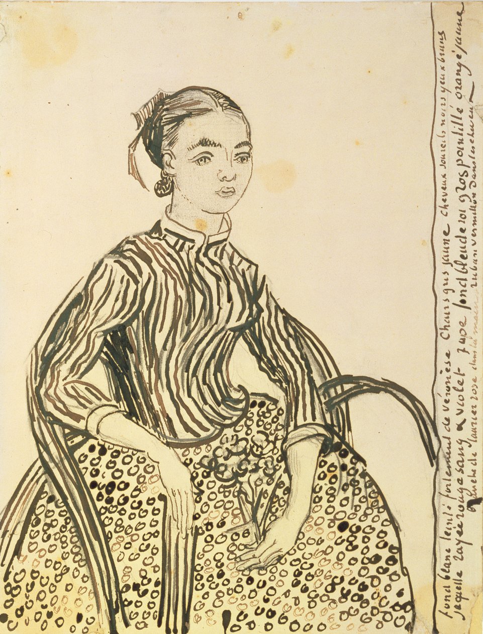 一个年轻女孩的肖像，1888年（墨水在纸上） 作者 文森特·梵高