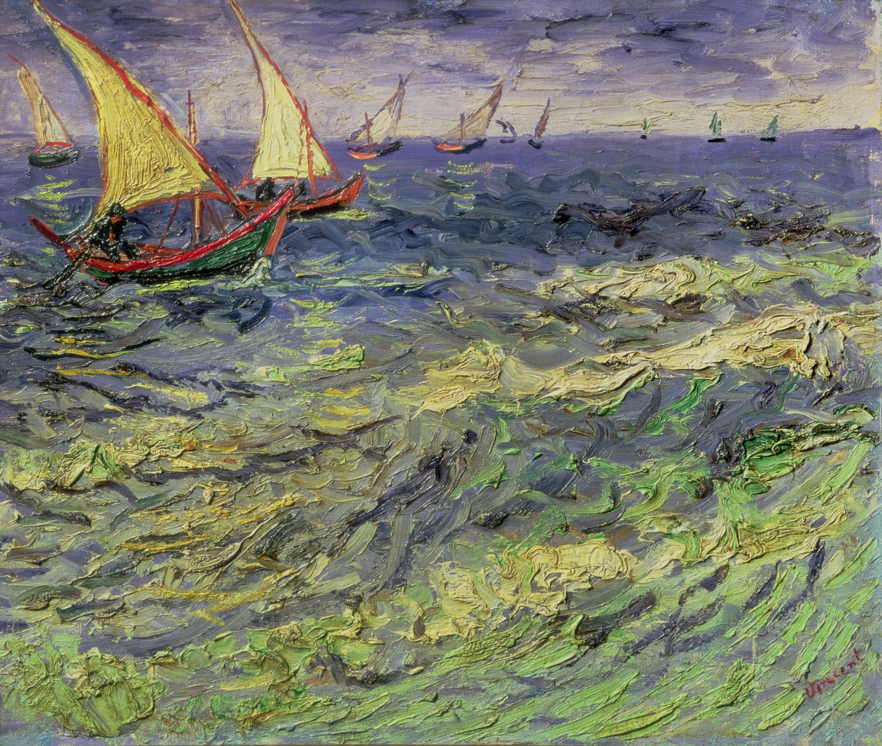 在Saintes-Maries（地中海的看法）的海景1888年 作者 文森特·梵高