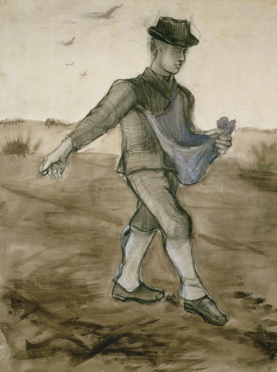 播种者，1881年（铅笔，笔和棕色墨水） 作者 文森特·梵高