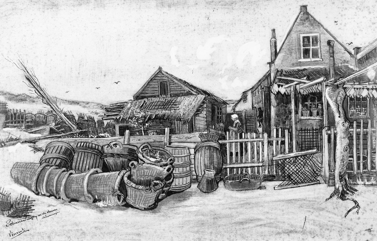 Scheveningen的鱼干燥谷仓，c.1882 作者 文森特·梵高