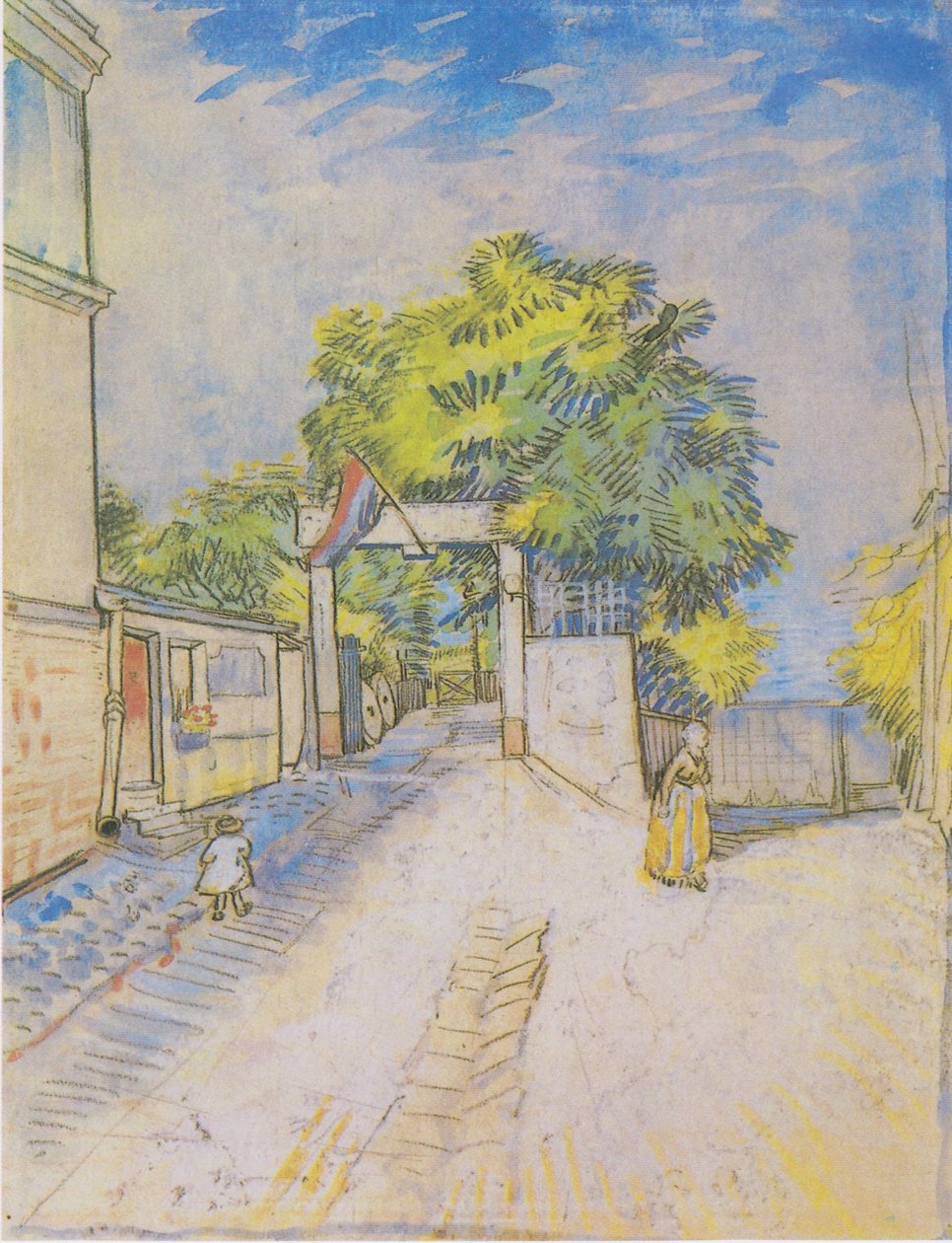 有入口的道路与监视 作者 文森特·梵高