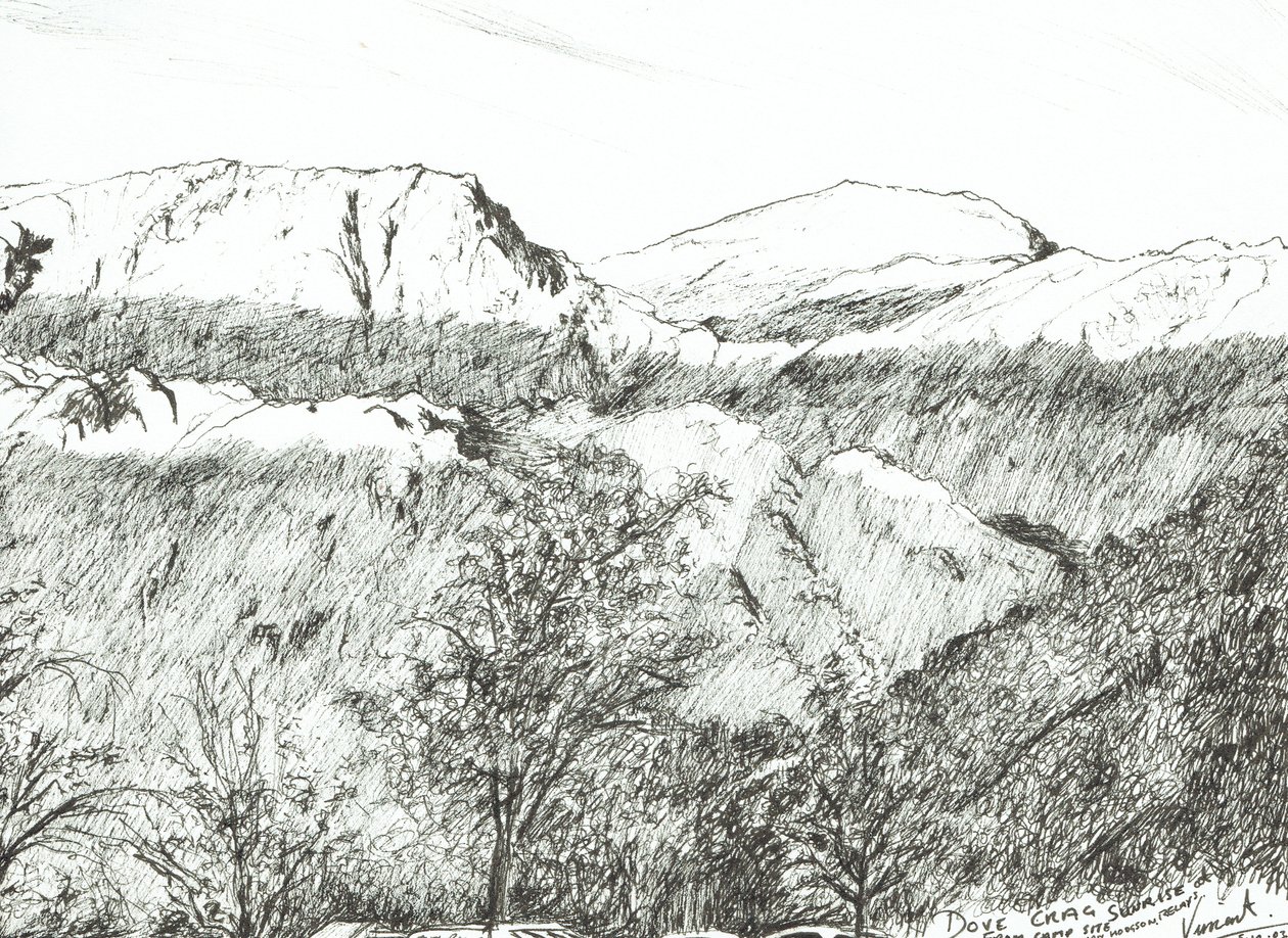 Dove Crag at Sunrise，2003，（墨水在纸上） 作者 文森特·亚历山大·布斯