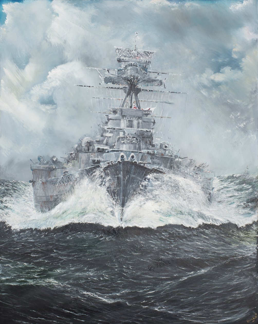 HMS Hood前往俾斯麦，于1941年5月23日，2014年，（油画） 作者 文森特·亚历山大·布斯