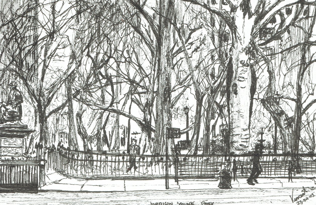 麦迪逊广场公园纽约，2003年，（纸上墨水） 作者 文森特·亚历山大·布斯