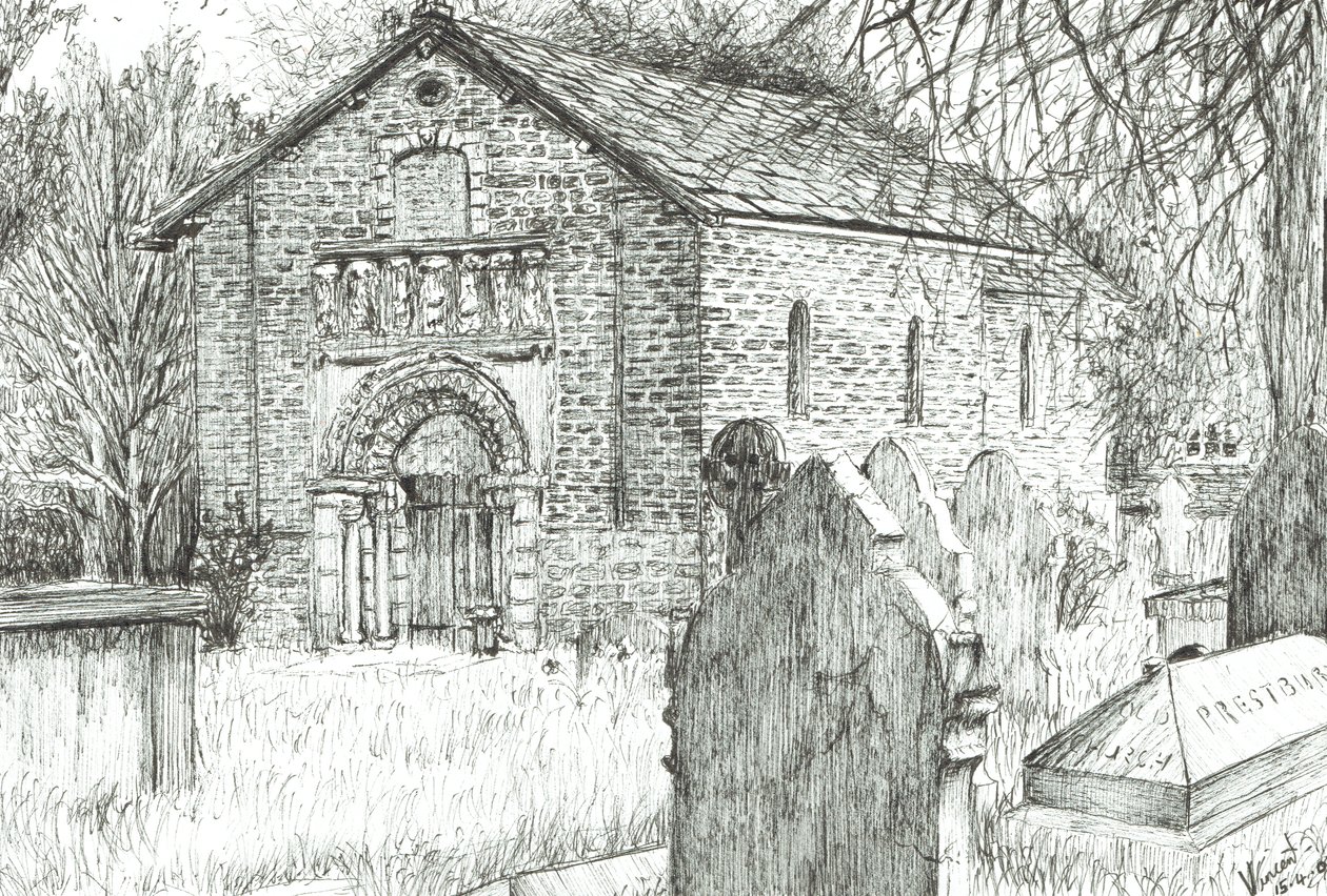 老教堂，Prestbury，2009，（墨水在纸上） 作者 文森特·亚历山大·布斯