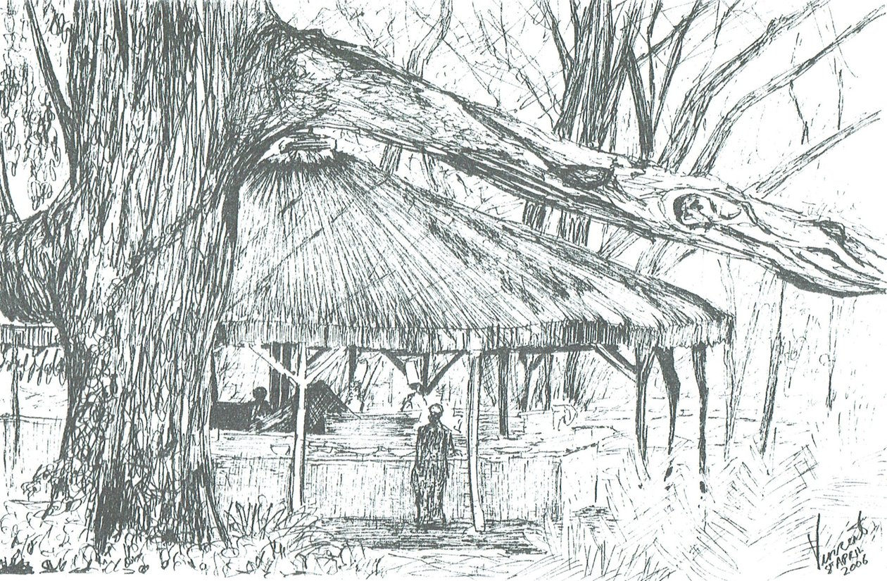 户外酒吧，奈瓦沙湖，2006年；（纸上水墨）。 作者 文森特·亚历山大·布斯