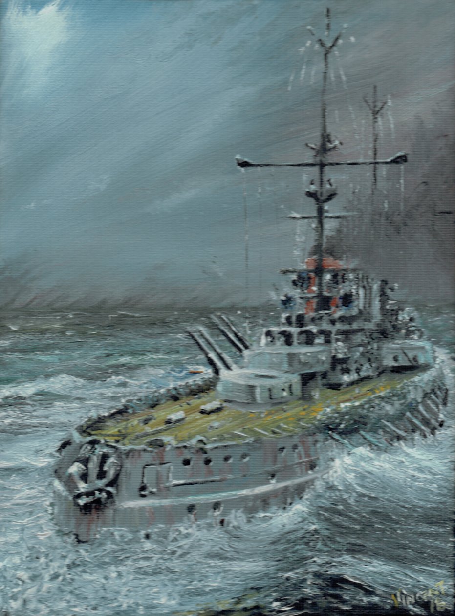 SMS Friedrich the Great at Jutland 1916,2016，（油画板） 作者 文森特·亚历山大·布斯