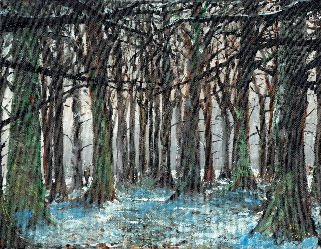 Stag and Runner莱姆公园，2016年，（油画布板） 作者 文森特·亚历山大·布斯