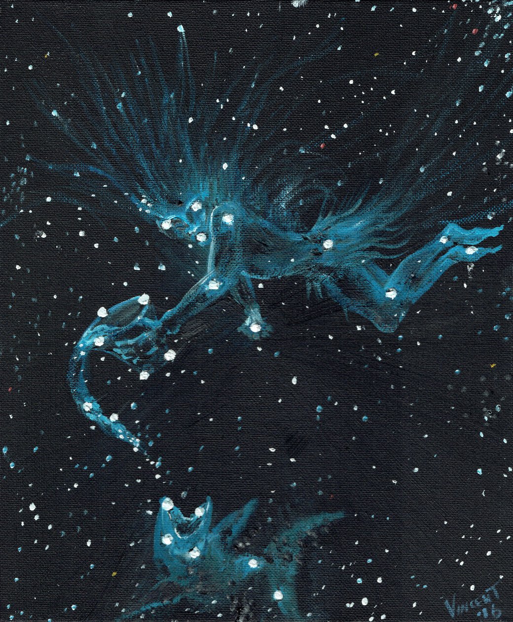 星座水瓶座，2016年，（油画布板） 作者 文森特·亚历山大·布斯