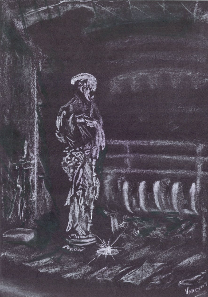 Statue by fireplace in candlelight 作者 文森特·亚历山大·布斯