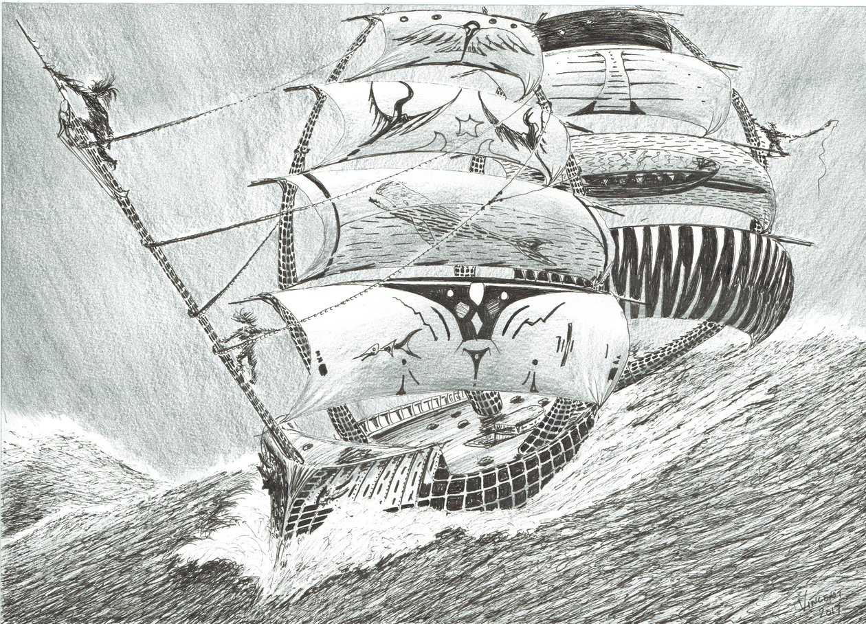 风暴创作者爱尔兰海，2017年，（纸上墨水） 作者 文森特·亚历山大·布斯